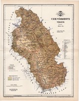Csík vármegye térkép 1896 (1), lexikon melléklet, Gönczy Pál, 23 x 30 cm, megye, Posner Károly