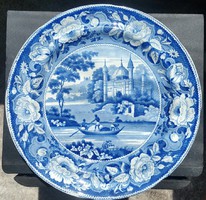 Davenport anchor plate with anchor symbol blue and white oriental decor diameter: 24,5cm