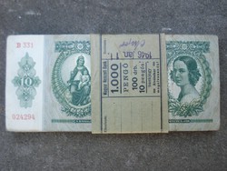 100x10 pengő 1936 (100db Banki köteg) 1946-os bélyegzés PÉCS B331-024294