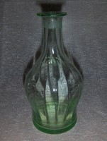 Antik zöld üveg palack likőr, pálinka kiöntő kínáló 17 cm (23/d)