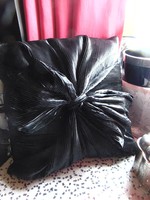 Black pleated silk decorative pillow