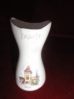 Aquincum porcelain mini memorial vase, with Kőszeg inscription and the Kőszeg castle. He has! Jokai.