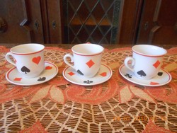 Zsolnay kártya mintás kávés csészék és kistányérok