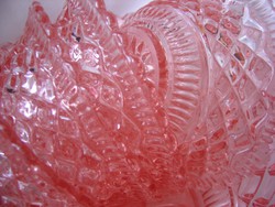 Rózsaszín üveg kompótos készlet