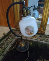 Szecessziós vagy art deco stílusú lámpa, gyönyörű tejüveg búrával
