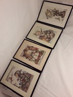 4 darab eredeti HUMMEL kép - jelzett