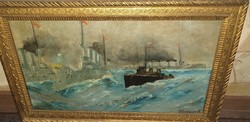 Schieszer Károly -csatahajók- nagyon régi festmény
