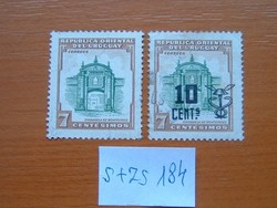 URUGUAY 7 + 10/7  C 2 DB 1954 Helyi motívumok,1958 Issues of 1954 Surcharged S+ZS184