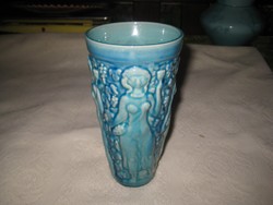 Zsolnay kék , szőlős  váza  , 8,5 x 16,5  cm  