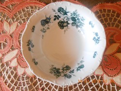 Zsolnay porcelán barokk, kék rózsa mintás tál 