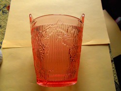Rózsaszín üveg  gyümölcsmosó  domború minta- dézsa alak