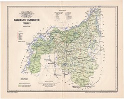 Szabolcs vármegye térkép 1897 (3), lexikon melléklet, Gönczy Pál, 23 x 29 cm, megye, Posner Károly