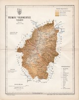 Turóc vármegye térkép 1893 (5), lexikon melléklet, Gönczy Pál, 23 x 30 cm, megye, Posner Károly