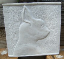 Stone carving relief of Egyptian cat from Carrara marble