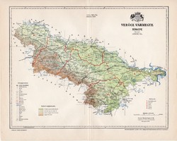 Verőce vármegye térkép 1897 (1), lexikon melléklet, Gönczy Pál, 23 x 29 cm, megye, Posner Károly