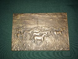 Hortobágyi csikósok bronz falidísz KUTAS jelzéssel