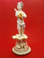 Antik, nagyon ritka Olasz Bassano biszkvit porcelán putto szobor 15,5 cm magas