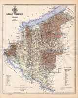 Somogy vármegye térkép 1897, lexikon melléklet, Gönczy Pál, 23 x 29 cm, megye, Posner Károly, régi