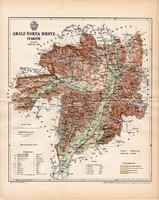 Abauj - Torna vármegye térkép 1892, lexikon melléklet, Gönczy Pál, 23 x 30 cm, megye, Posner Károly