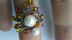 Sapphire pearl 925 ring (57)