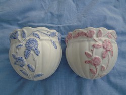 2 db antik francia porcelán kaspó  fara akasztható 
