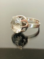 Pompázatos ezüst gyűrű nagy fehértopáz kővel 