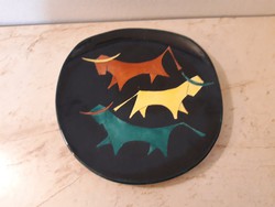 Bodrogkeresztúri kerámia art deco ökröcskés tányér porcelán