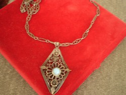 Antique silver plated necklace with turquoise stone