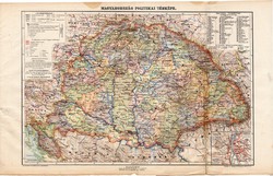 Nagy - Magyarország politikai térkép 1913 (2), eredeti, atlasz, Kogutowicz Manó, vármegye, megye
