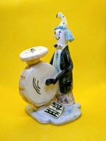 Aranyos kerámia figura: zenész, dobos bohóc