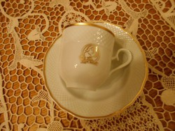 Hollóházi porcelán Douwe Egberts emblémával ellátott  kávéscsésze + alj