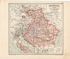 Magyarország Nagy Lajos király korában, térkép, kiadva 1913, történelmi, 1342 - 1382, Kogutowicz