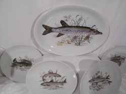 Porcelán - BAVARIA - halas tányérkészlet - 7 db-os - tál 33 x 23 cm - tányérok 20 cm