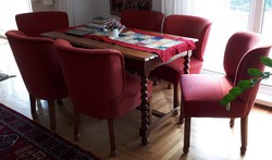 Hat tölgyfa étkezőszék asztallal