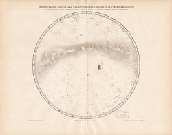 Csillagködök és csillaghalmazok a déli égbolton, térkép 1896, csillagászat, csillag, ég, tejút