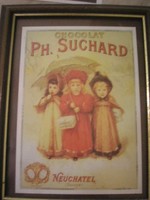 Suchard reklám üveglapos kép keretben kirakat cukrászda teázóba is
