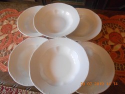 Zsolnay barokk, egyszínű fehér mély tányér 6 db