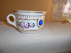 Antik  komabögre-alja is festett vastag porcelán