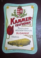 Nagyon régi címke - Kammer Testvérek Budapest Zeppelin, koronás címer