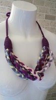 Purple braided recycled textile necklace