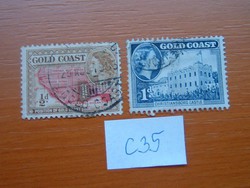 GOLD COAST ARANY PART GHÁNA 1952- II. Erzsébet királynő 2 DB  C35