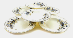 24K arannyal Zsolnay 6+1 kompotos készlet porcelán búzavirág