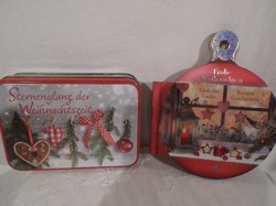 Karácsonyi ajándékcsomag - új - Német - 2 db könyv - 1 db fémdoboz - 1 cs. tea - 1 cs. barnacukor