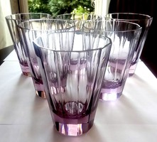  Lila lapra csiszolt üveg poharak 6db 10cm-esek