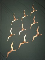 Midcentury 1950-es évek Ausztria 9 db réz sirály madár falidísz