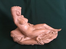 Trischler Ferenc terrakotta női akt szobor 30 cm