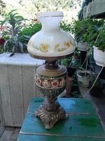 Majolika petroleumlampa, petroleum lámpa antik regiseg 