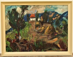 Séday Éva (1929 - 2011) Szalmakazal c. Képcsarnokos olajfestménye 86x66cm Eredeti Garanciával !!