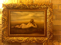 Antique oil on canvas nude painting