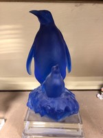 Lalique üveg pingvin utàn -üveg szobor